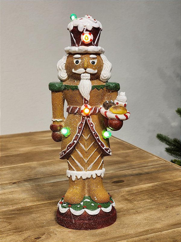 SOLDADO QUEBRA NOZES COOKIE GINGERBREAD COM LED 30CM