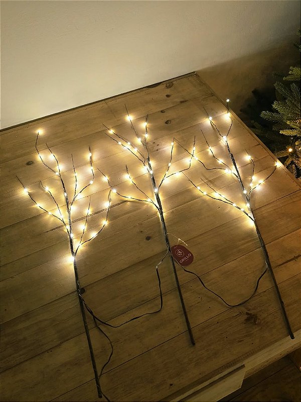GALHO 90 LEDS WARM COM 3 UNIDS DE 80CM MARROM BIVOLT