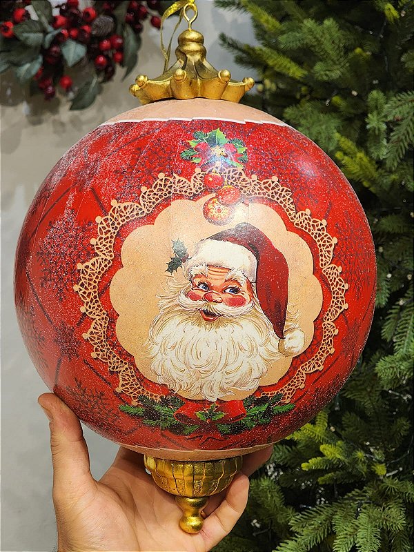 BOLA ORNAMENTO DECORADO ESTAMPADO NOEL 36CM