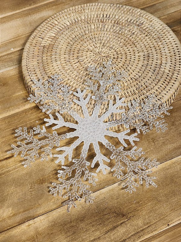 PENDENTE EM FLOCO DE NEVE EM ACRÍLICO TRANSPARENTE 26CM