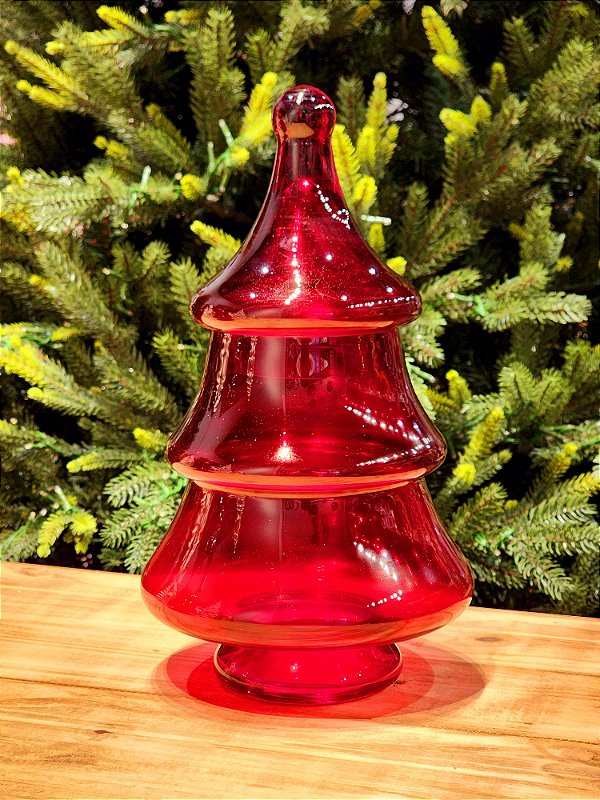 POTE DE VIDRO VERMELHO 28CM