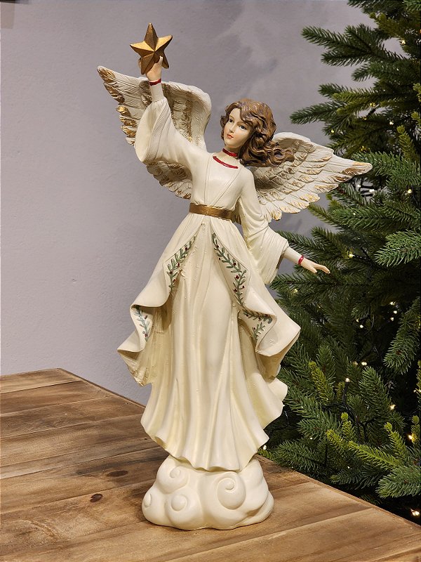 ANJO COM ESTRELA DE LUXO EM RESINA 45,4CM