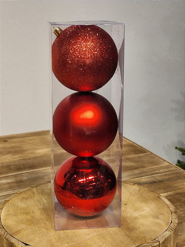 BOLA TRADICIONAL VERMELHA 10CM COM 3 UNIDADES