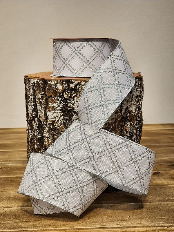 FITA ARAMADA BRANCO COM LINHAS PRATA FURTA COR