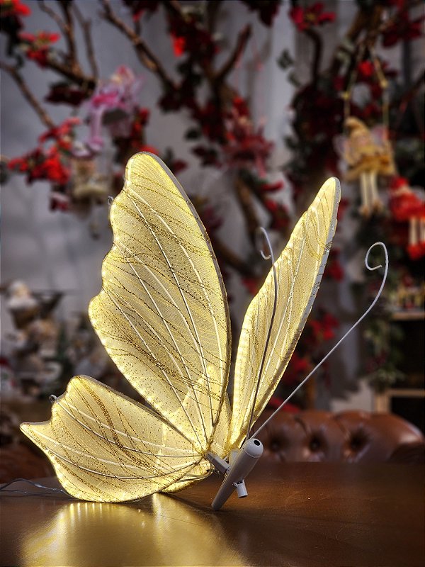 BORBOLETA ILUMINADA 65CM WARM ESTÁTICA 110V