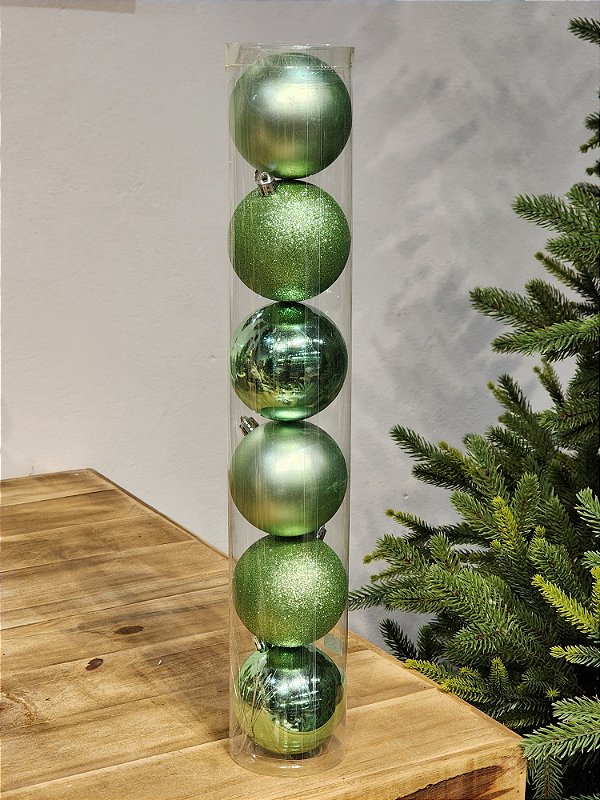 BOLA TRADICIONAL VERDE MENTA 8CM KIT COM 6 UNIDADES