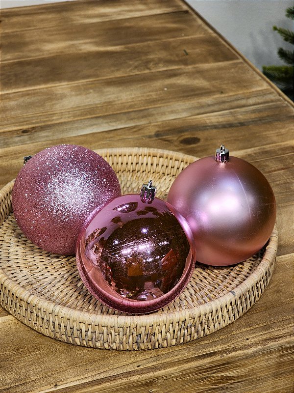 BOLA TRADICIONAL ROSA 10CM KIT COM 3 UNIDS