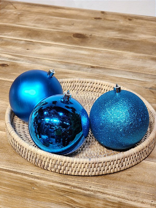 BOLA TRADICIONAL AZUL TURQUESA 10CM KIT COM 3 UNIDS - PRÉ VENDA 2025