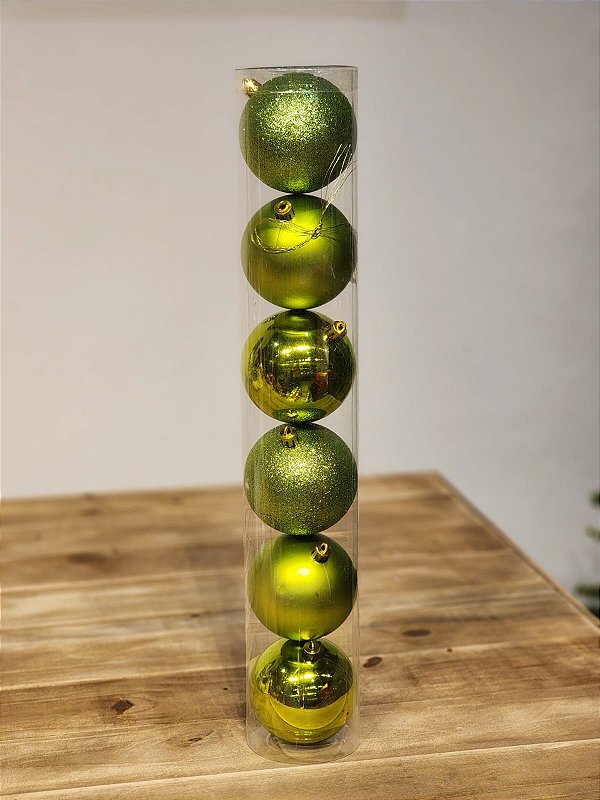 BOLA TRADICIONAL VERDE CITRICO 8CM KIT COM 6 UNIDS