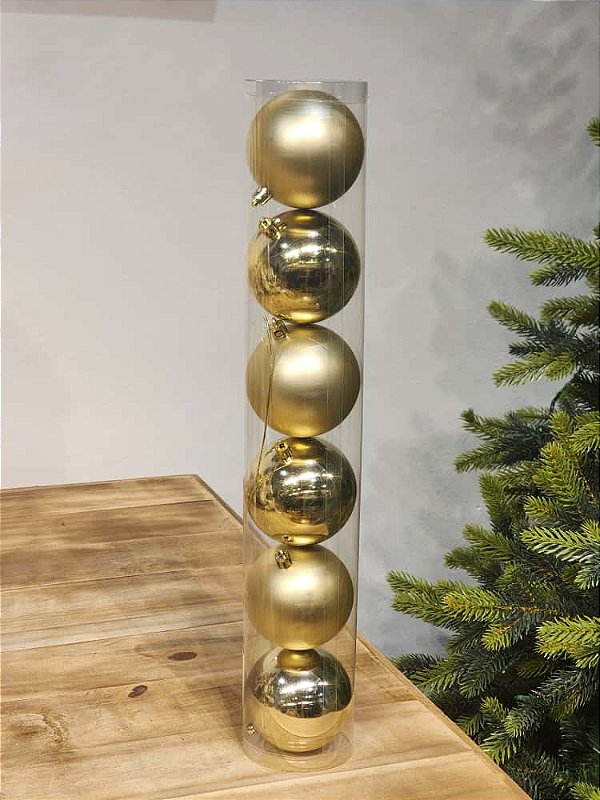 BOLA TRADICIONAL DOURADO 8CM KIT COM 6 UNIDS