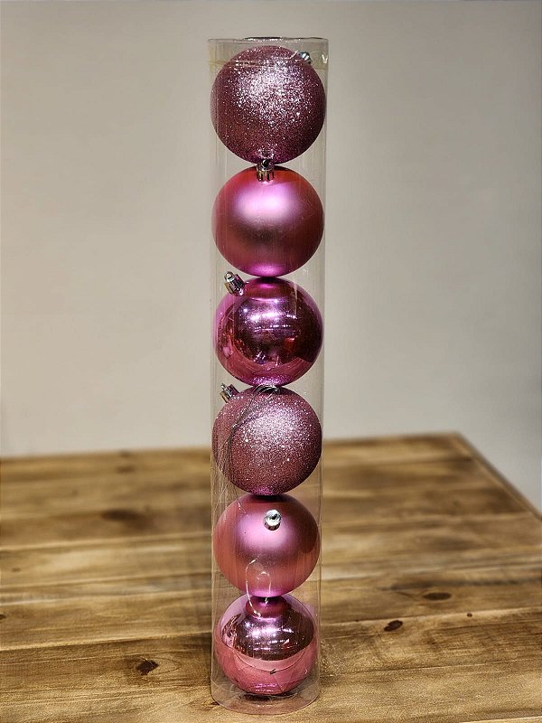 BOLA TRADICIONAL ROSA 8CM KIT COM 6 UNIDS