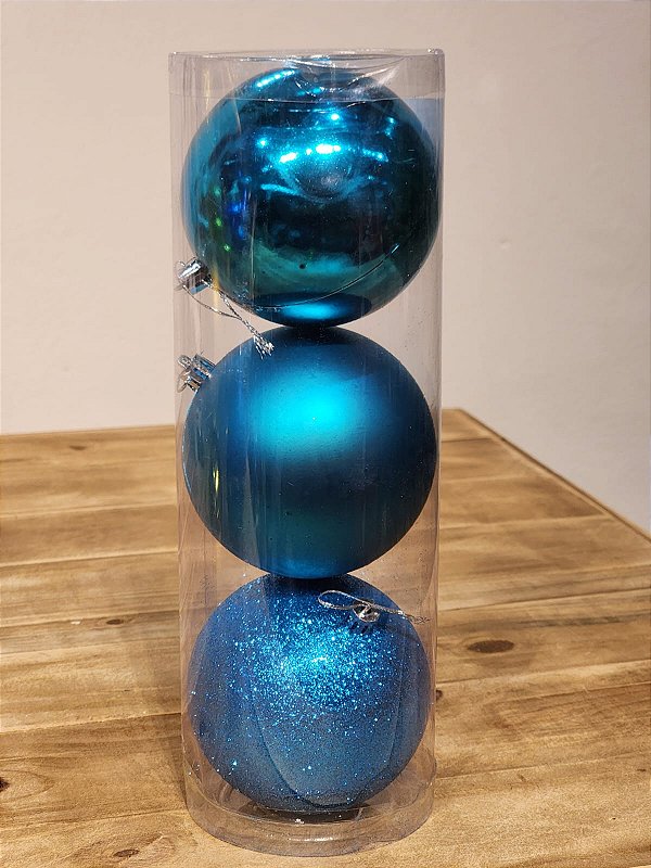 BOLA TRADICIONAL AZUL SAFIRA 10CM KIT COM 3 UNIDS - PRÉ VENDA 2025