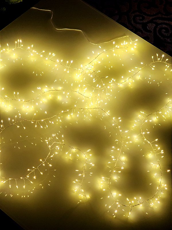 PISCA CLUSTER FESTÃO FIO DE FADA FIXO 400 LEDS 4 METROS WARM BIVOLT