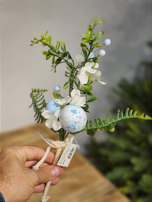 GALHO COM OVINHOS AZUL CLARO 30CM
