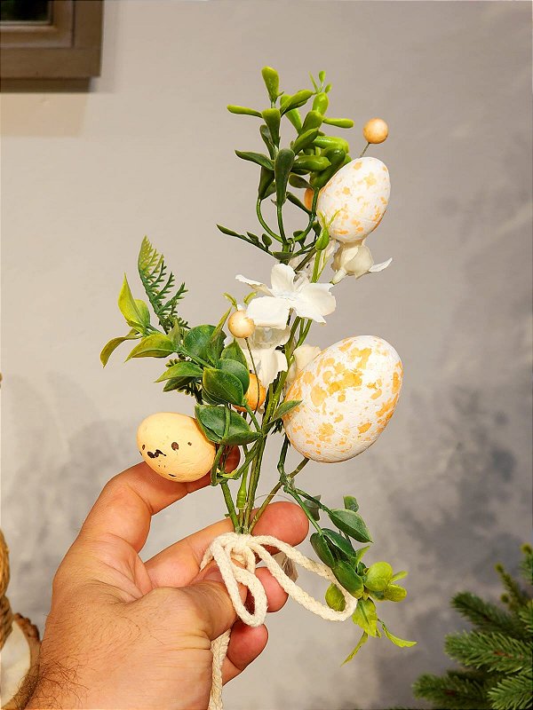 GALHO COM OVINHOS LARANJA 30CM
