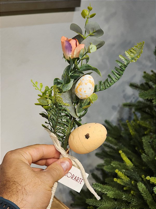 GALHO COM OVINHOS LARANJA 30CM