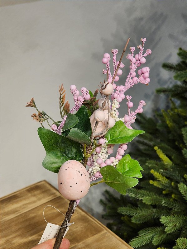 GALHO COM OVINHOS ROSA 35CM