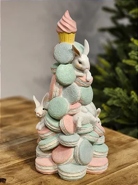ÁRVORE DE MACARONS COM COELINHOS 36,5CM