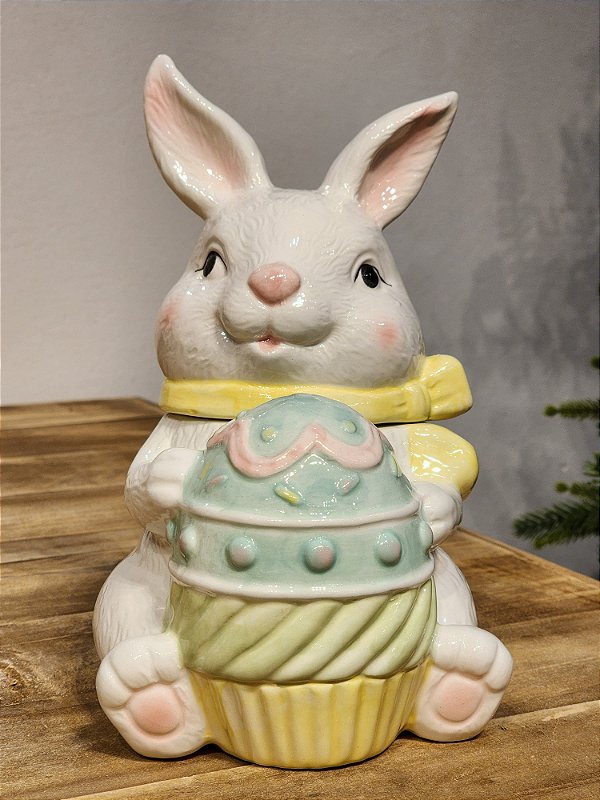 POTE COM TAMPA COELHO COLORIDO 24,5CM