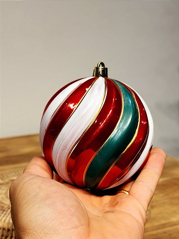 BOLA GOMO VERMELHA, VERDE E BRANCO 10CM C/2 UNIDS