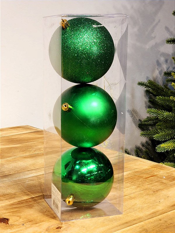 BOLA TRADICIONAL VERDE BANDEIRA 10CM KIT COM 3 UNIDS - PRÉ VENDA 2025