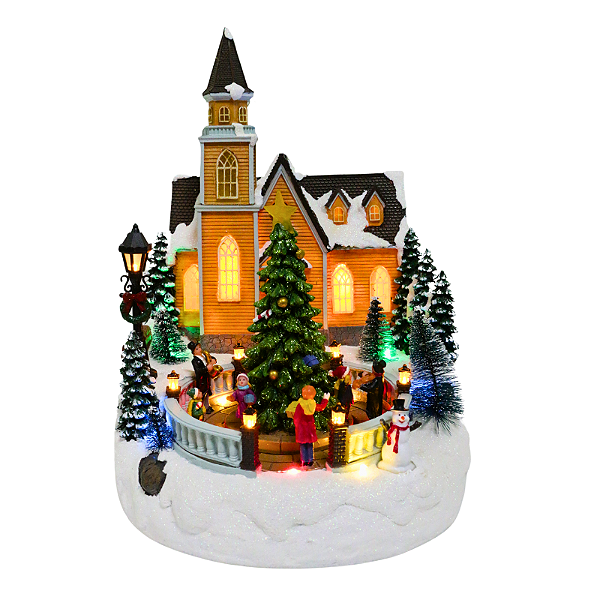 CENÁRIO VILA NATALINA IGREJA COM CORAL E ÁRVORE 35CM - PRÉ VENDA 2025