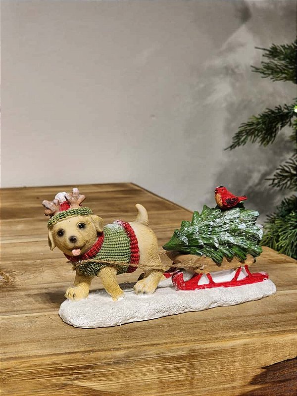 FILHOTE COM TRENO EM RESINA 20CM