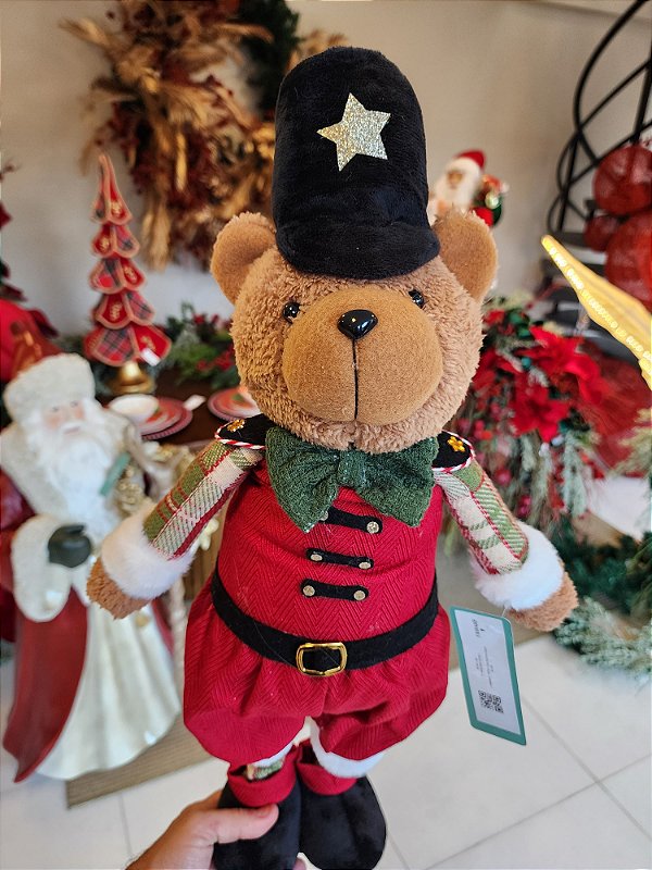 URSO MENINO NATALINO VERMELHO EM PÉ 70CM - PRÉ VENDA 2025