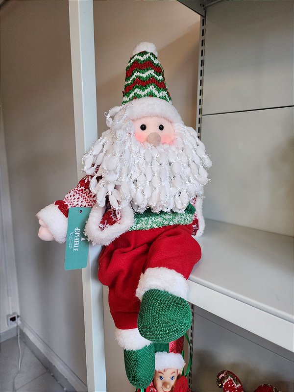 PAPAI NOEL SENTADO VERMELHO E VERDE 65CM - PRÉ VENDA 2025