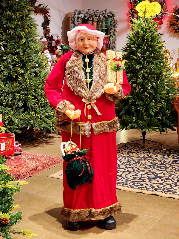 MAMÃE NOEL EM PÉ VERMELHA 1,50CM