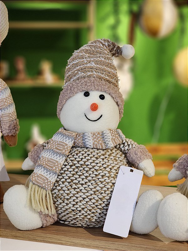BONECO DE NEVE SENTADO XADREZ 28CM - PRÉ VENDA 2025