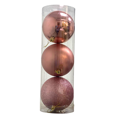 BOLA TRADICIONAL ROSÉ GOLD 10CM KIT COM 3 UNIDS - PRÉ VENDA 2025