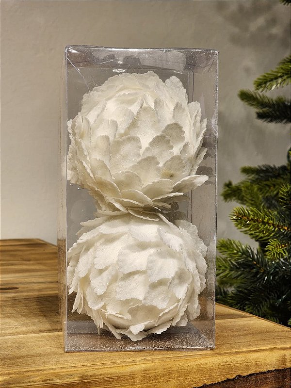 BOLA PINHA BRANCA 2 UNIDADES 10CM