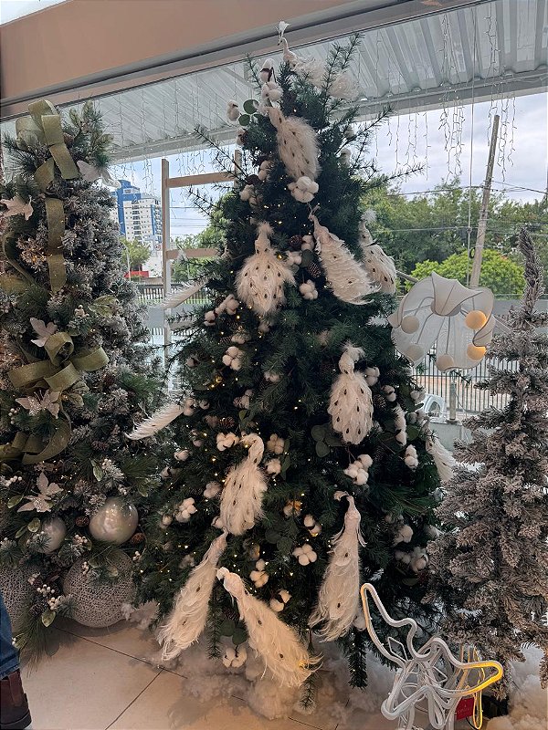 PAVÃO NATALINO BRANCO 42CM - PRÉ VENDA 2025