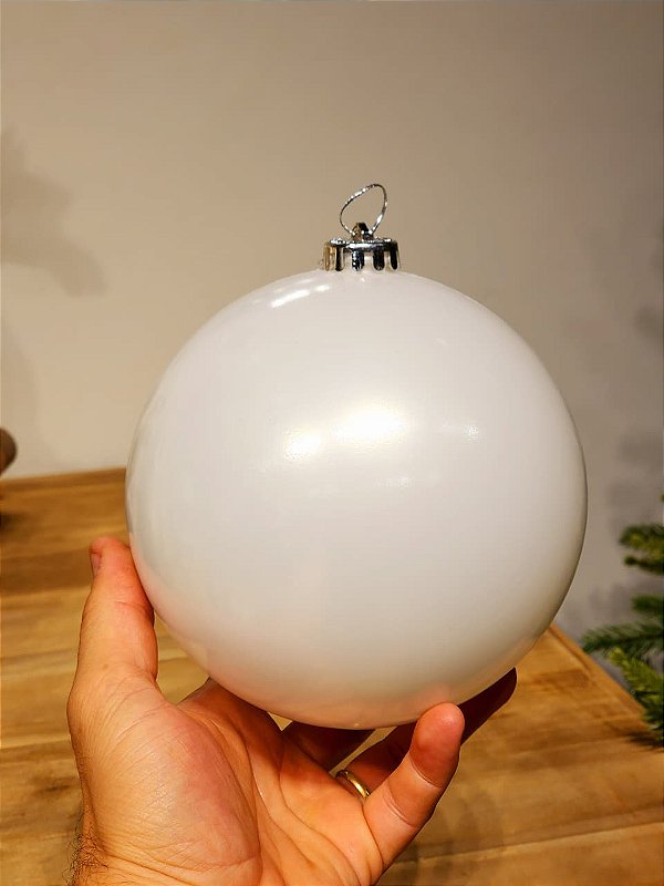 BOLA DECORADA BRANCA 15CM