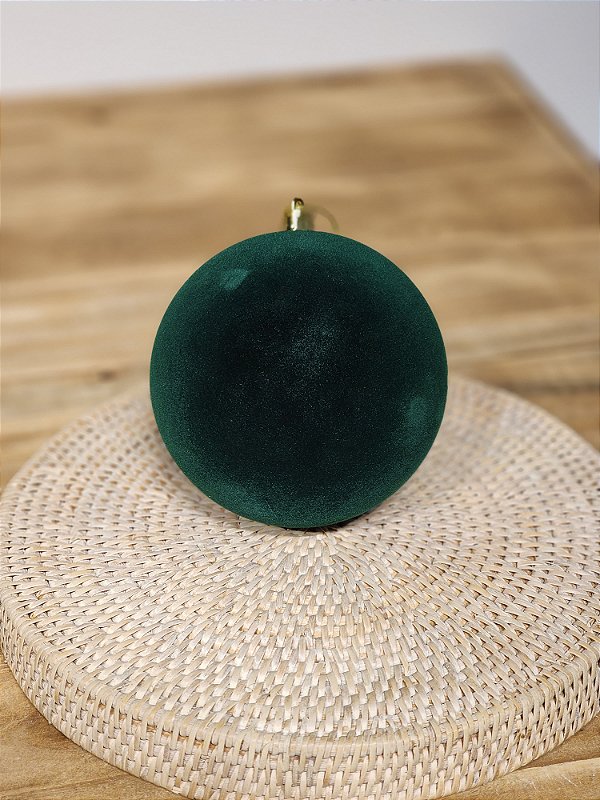 BOLA VELUDO VERDE 10CM COM 2 UNIDADES