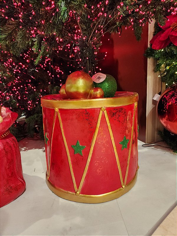 BASE PARA ÁRVORE DE NATAL TAMBOR VERMELHO 40CM - PRÉ VENDA 2025