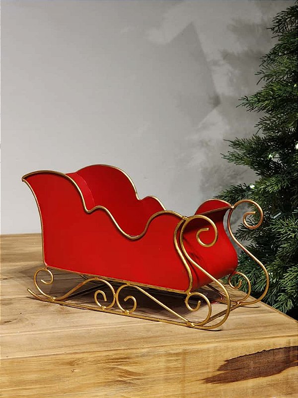 TRENO EM METAL VERMELHO E DOURADO