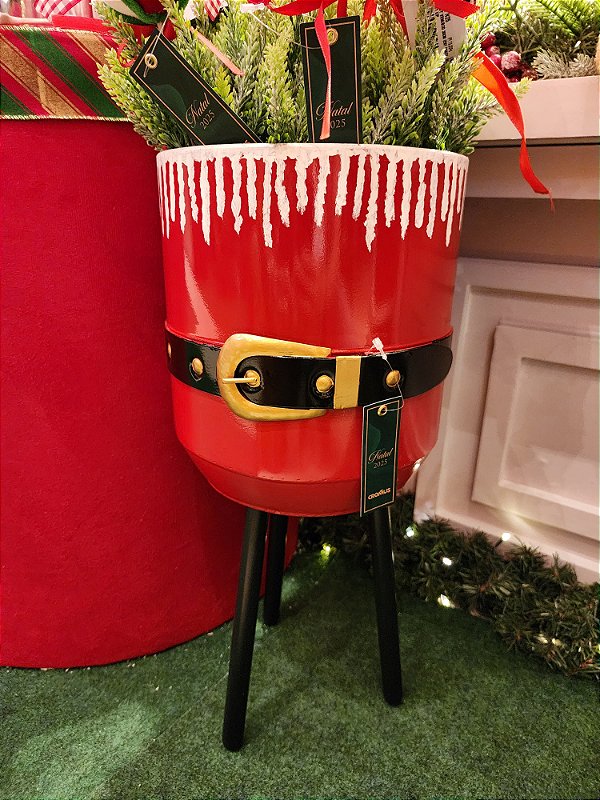 CACHEPOT COM PÉS METAL CINTO NOEL 59CM - PRÉ VENDA 2025