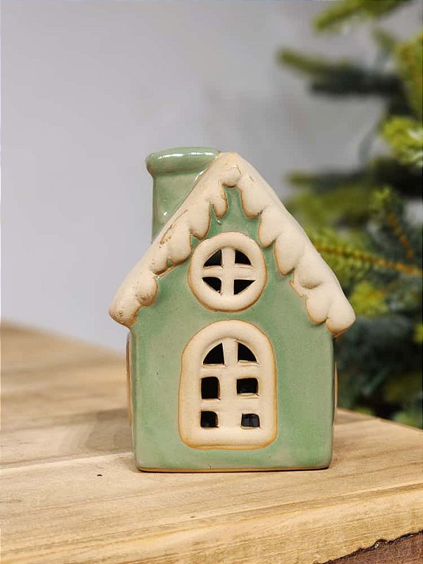 CASA EM CERÂMICA VERDE 10,8CM