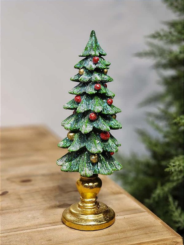 ÁRVORE EM RESINA TRABALHADA VERDE 30CM