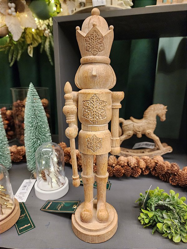 SOLDADO QUEBRA NOZES EM RESINA EFEITO MADEIRA 39CM - PRÉ VENDA 2025
