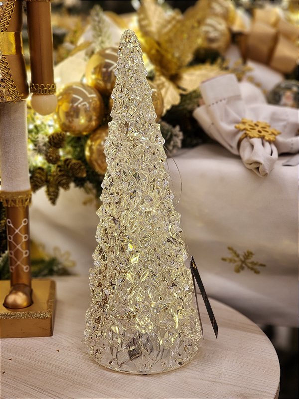 ÁRVORE DE ACRÍLICO TRANSPARENTE COM LED 35CM  - PRÉ VENDA 2025