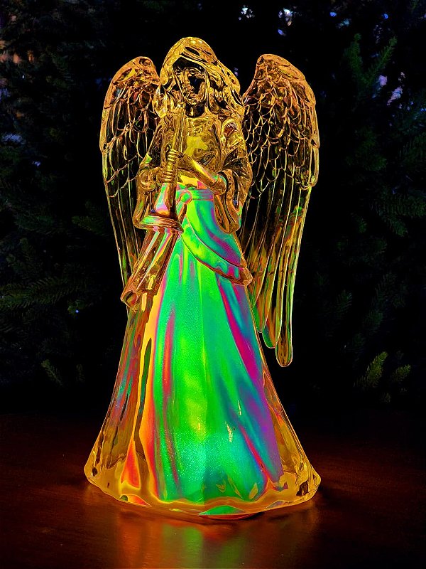 ANJO EM ACRÍLICO IRIDESCENTE COM LED 46CM