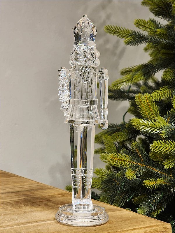SOLDADO QUEBRA NOZES TRANSPARENTE EM ACRÍLICO COM LED 30CM