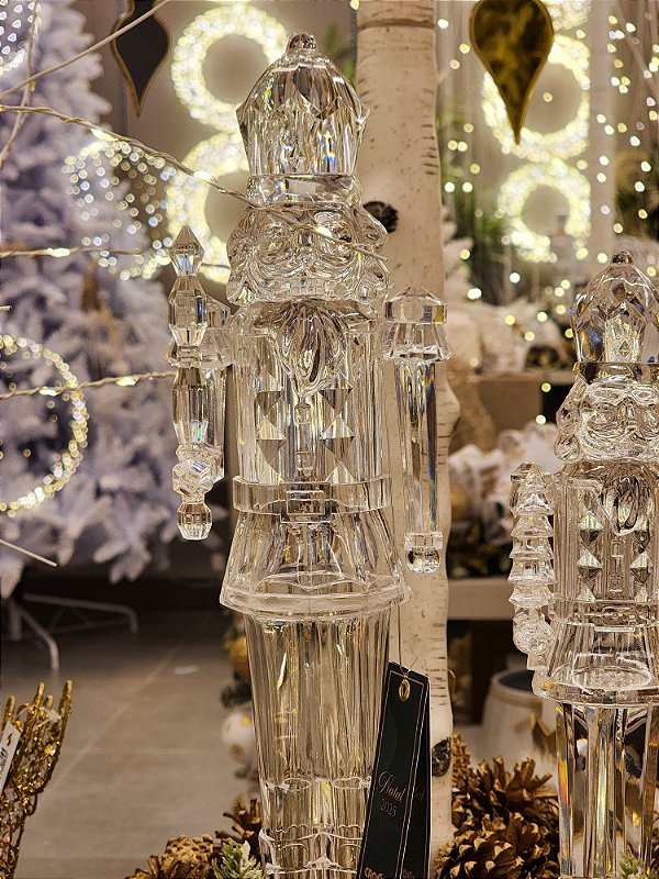 SOLDADO QUEBRA NOZES TRANSPARENTE EM ACRÍLICO COM LED 38CM  - PRÉ VENDA 2025