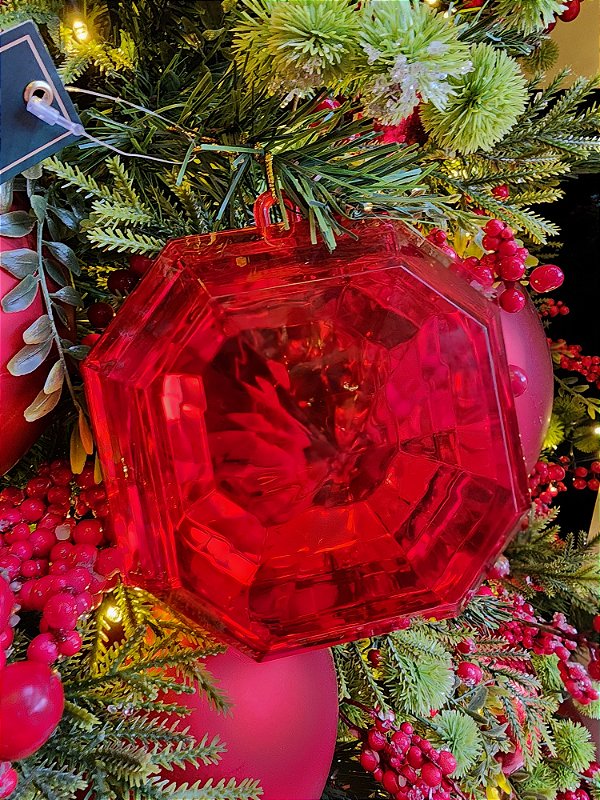PENDENTE ORNAMENTO JOIA VERMELHA 10CM - PRÉ VENDA 2025