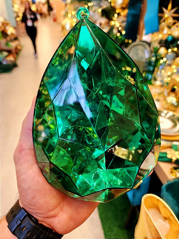 PENDENTE ORNAMENTO JOIA VERDE 23CM - PRÉ VENDA 2025
