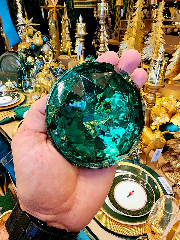 PENDENTE ORNAMENTO JOIA VERDE 10,5CM - PRÉ VENDA 2025