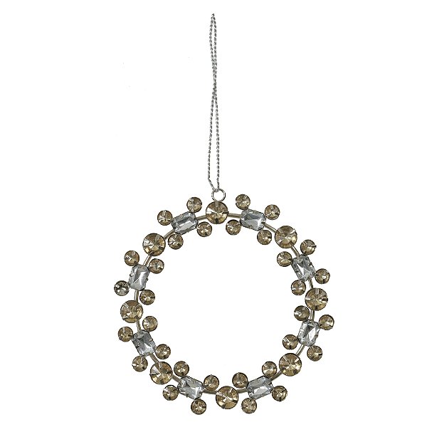 ORNAMENTO EM METAL FLOCO DE NEVE  PRATA E DOURADO 12CM - PRÉ VENDA 2025